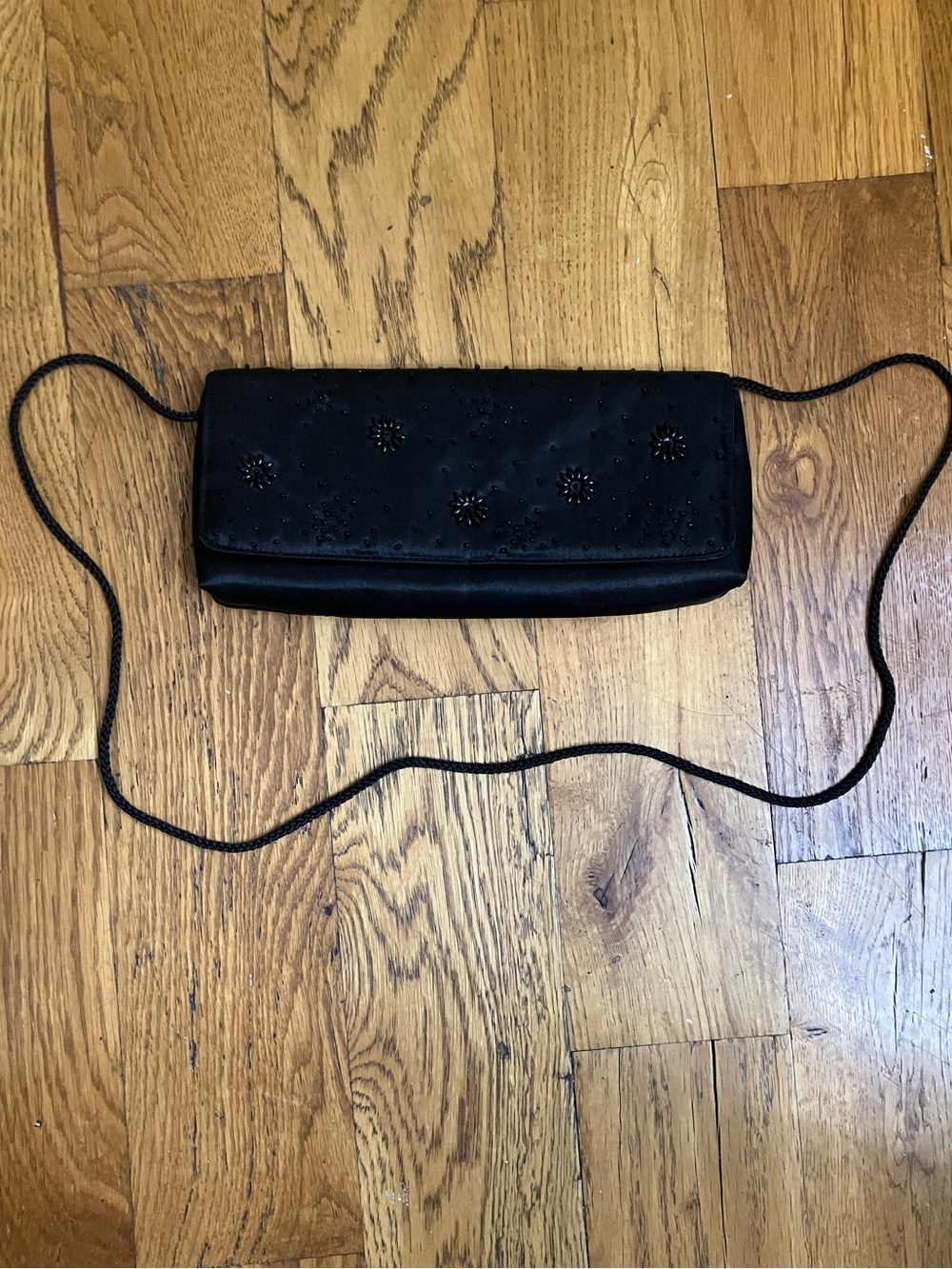 Vintage La Regale Small Beaded Purse Clutch Handbag Cross Body Black Used